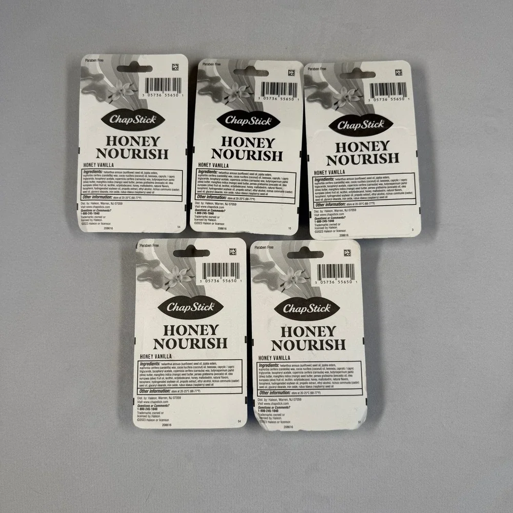5X ChapStick Honey Nourish Lip Balm Honey Vanilla 3 Sticks each New - Picture 2 of 2